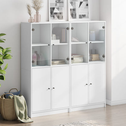 Libreria con Ante Bianca 136x37x142 cm in Legno Multistrato