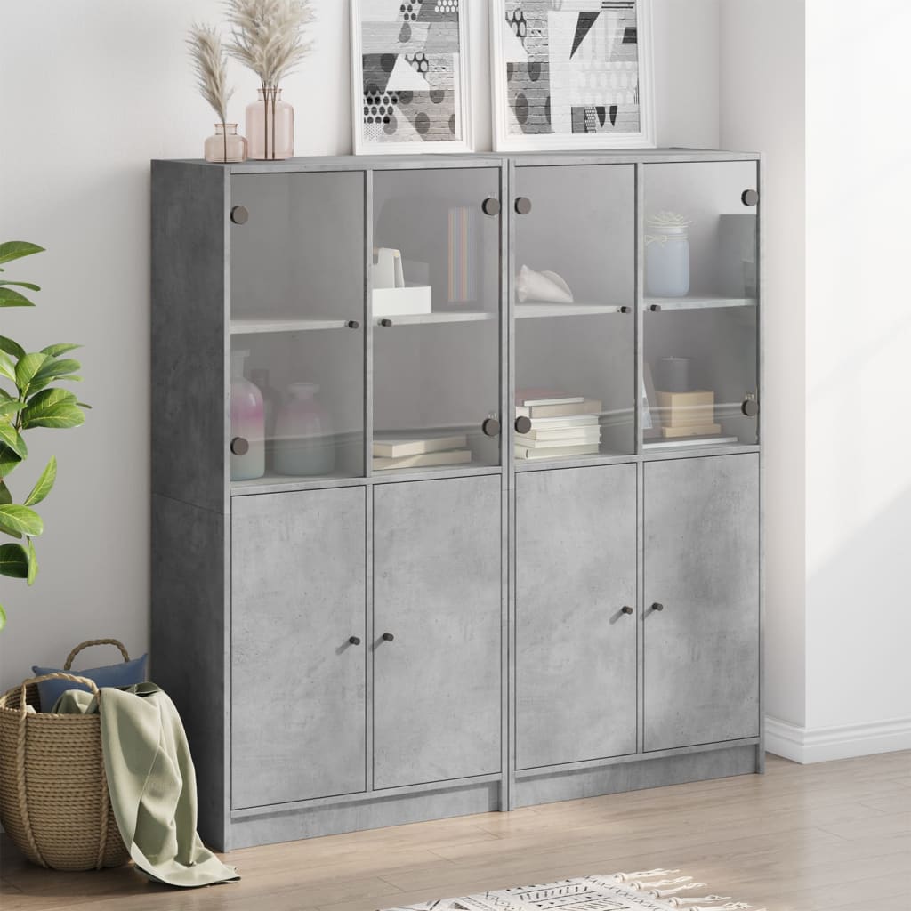 Libreria Ante Grigio Cemento 136x37x142 cm in Legno Multistrato