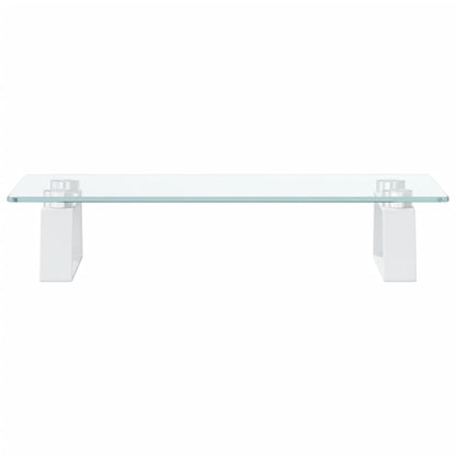 Supporto per Monitor Bianco 40x20x8cm Vetro Temperato e Metallo