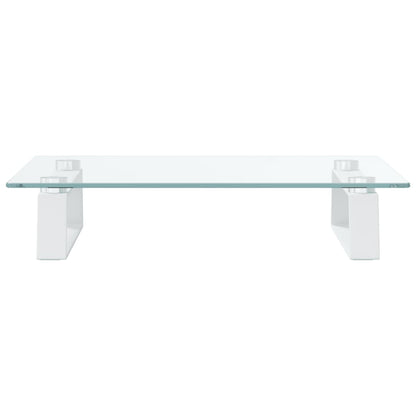 Supporto per Monitor Bianco 40x35x8cm Vetro Temperato e Metallo