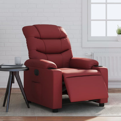 Poltrona Reclinabile Elettrica Rosso Vino in Similpelle