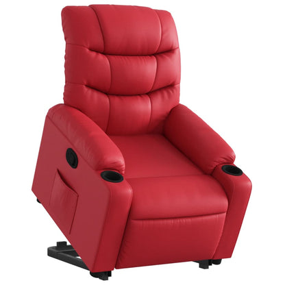 Poltrona Alzapersona Reclinabile Rosso in Similpelle