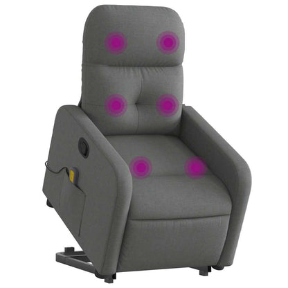 Poltrona Alzapersona Massaggi Reclinabile Grigio Scuro Tessuto