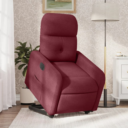 Poltrona Alzapersona Reclinabile Elettrica Rosso Vino Tessuto
