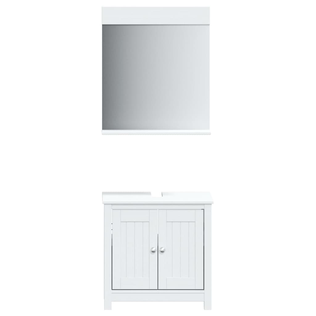 Set Mobili da Bagno 2 pz BERG Bianco in Legno Massello di Pino