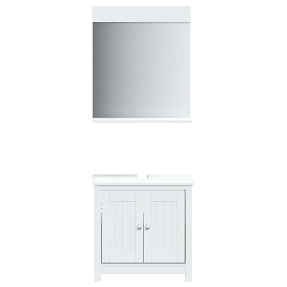 Set Mobili da Bagno 2 pz BERG Bianco in Legno Massello di Pino