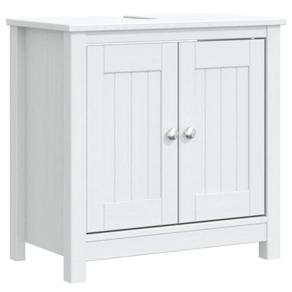 Set Mobili da Bagno 2 pz BERG Bianco in Legno Massello di Pino