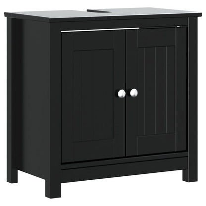 Set Mobili da Bagno 2 pz BERG Nero in Legno Massello di Pino