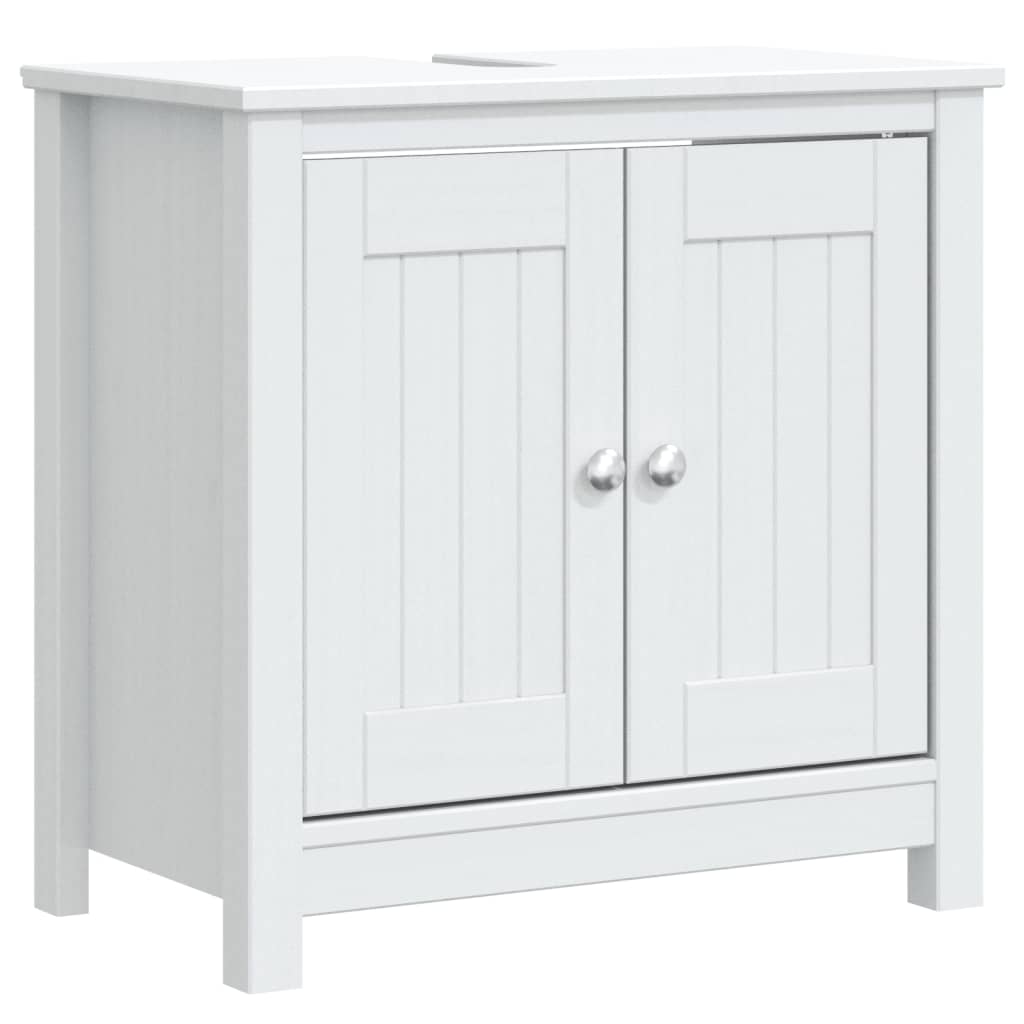 Set Mobili da Bagno 3 pz BERG Bianco in Legno Massello di Pino