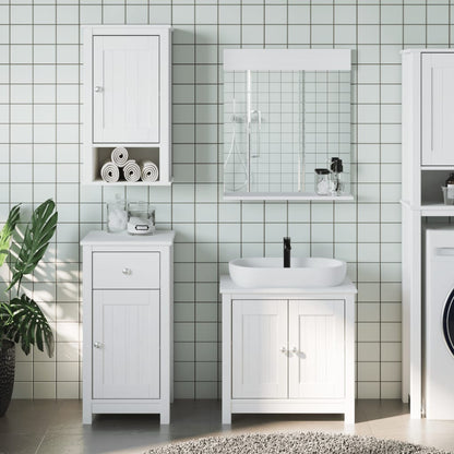 Set Mobili da Bagno 3 pz BERG Bianco in Legno Massello di Pino