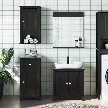Set Mobili da Bagno 3 pz BERG Nero in Legno Massello di Pino