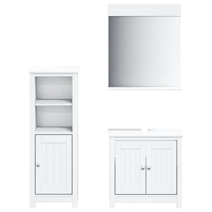 Set Mobili da Bagno 3 pz BERG Bianco in Legno Massello di Pino