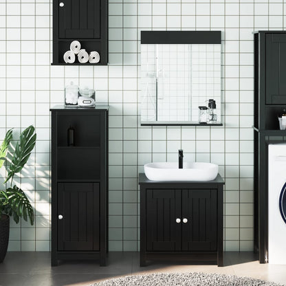 Set Mobili da Bagno 3 pz BERG Nero in Legno Massello di Pino