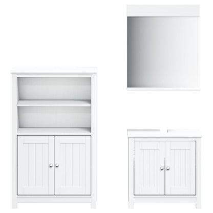 Set Mobili da Bagno 3 pz BERG Bianco in Legno Massello di Pino