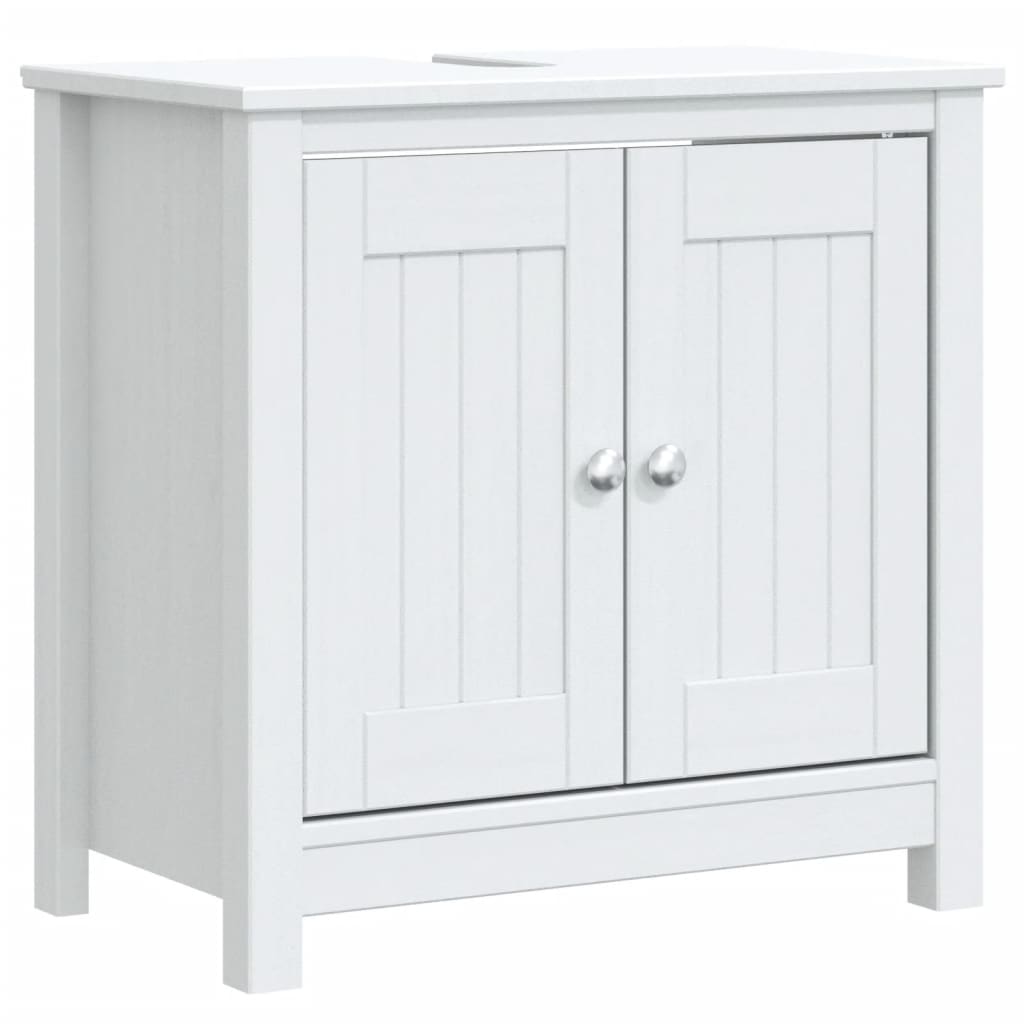Set Mobili da Bagno 3 pz BERG Bianco in Legno Massello di Pino