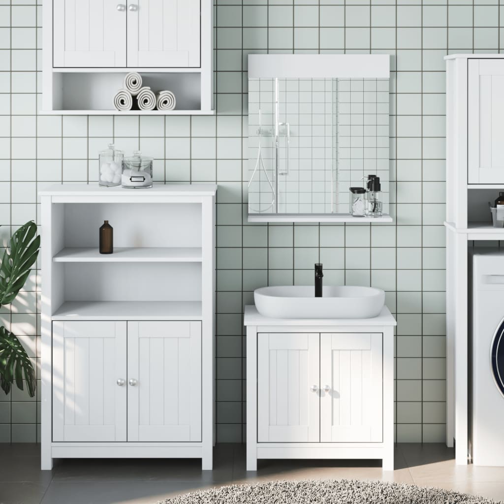 Set Mobili da Bagno 3 pz BERG Bianco in Legno Massello di Pino