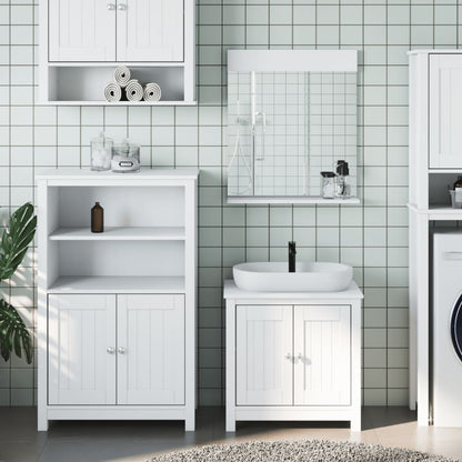 Set Mobili da Bagno 3 pz BERG Bianco in Legno Massello di Pino