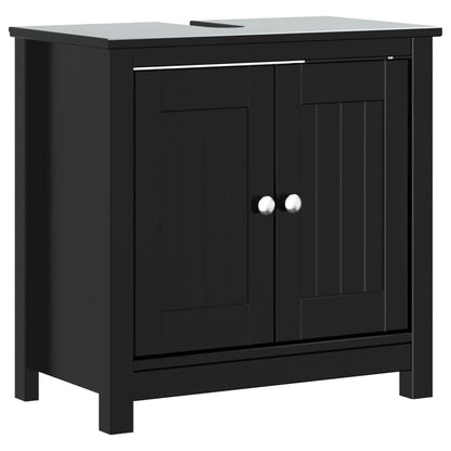 Set Mobili da Bagno 3 pz BERG Nero in Legno Massello di Pino