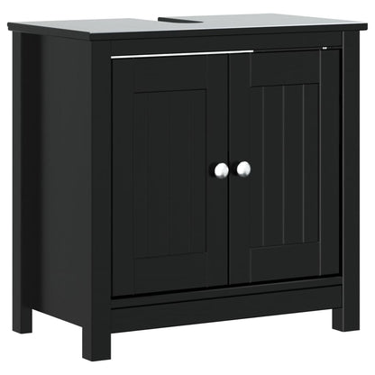 Set Mobili da Bagno 3 pz BERG Nero in Legno Massello di Pino