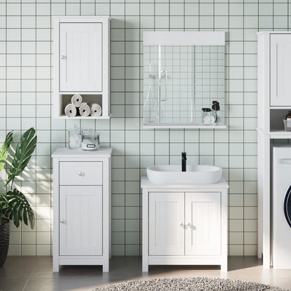 Set Mobili da Bagno 4 pz BERG Bianco in Legno Massello di Pino