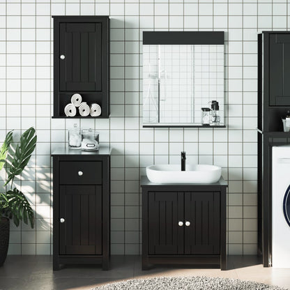 Set Mobili da Bagno 4 pz BERG Nero in Legno Massello di Pino