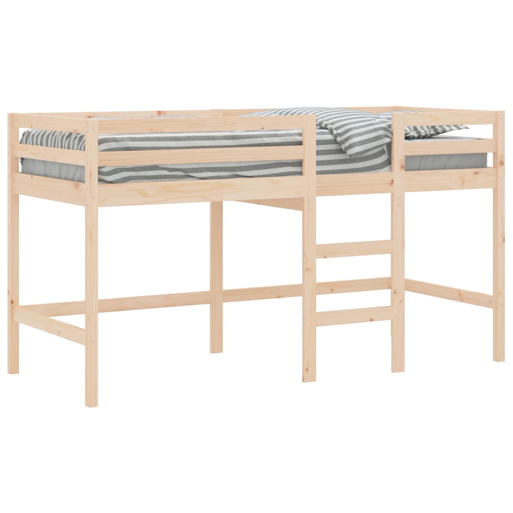 Letto Soppalco con Scala Bambini 90x200 cm Legno Massello Pino