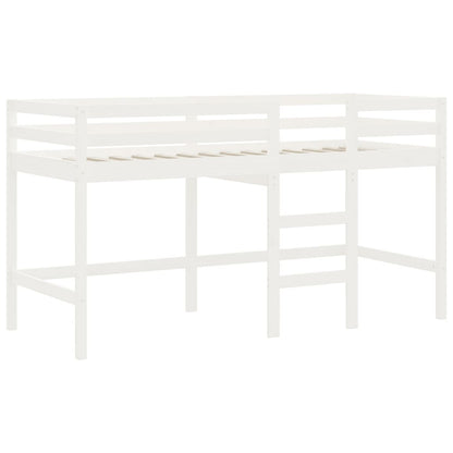 Letto Soppalco con Scala Bambini Bianco 90x200cm Massello Pino