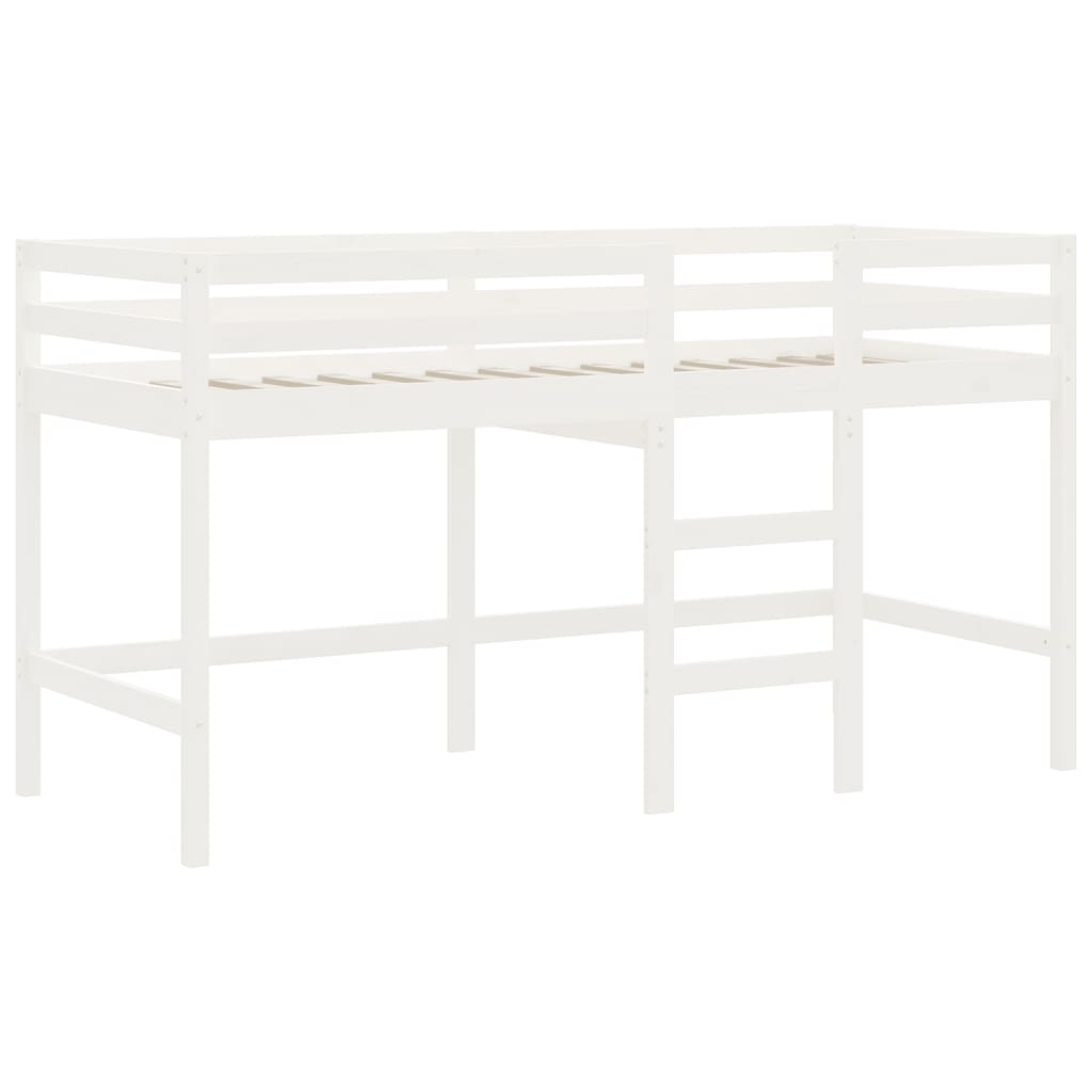 Letto Soppalco con Scala Bambini Bianco 90x190cm Massello Pino