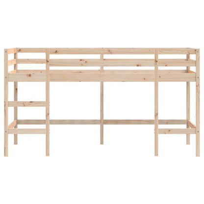 Letto Soppalco con Scala Bambini 80x200cm Massello Pino
