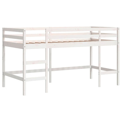 Letto Soppalco con Scala Bambini Bianco 90x200cm Massello Pino