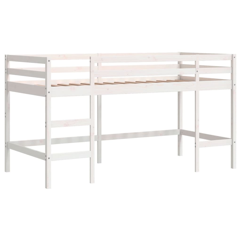 Letto Soppalco con Scala Bambini 90x190 cm Legno Massello Pino