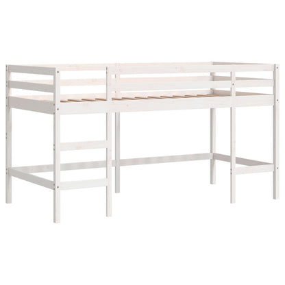 Letto Soppalco con Scala Bambini Bianco 90x190cm Massello Pino