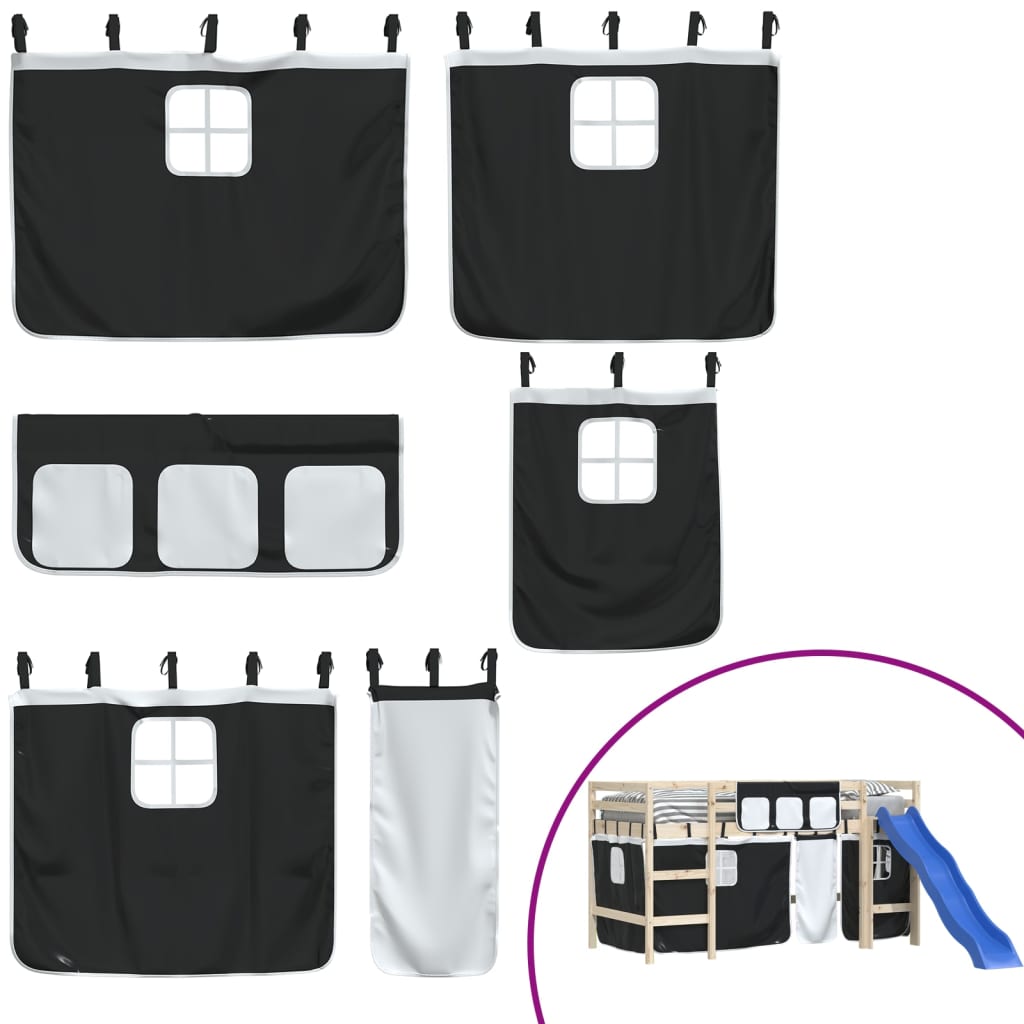 Tende per Letto a Soppalco Bianco e Nero in Poliestere