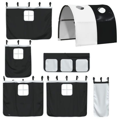 Tende per Letto a Soppalco con Tunnel Bianco e Nero Poliestere