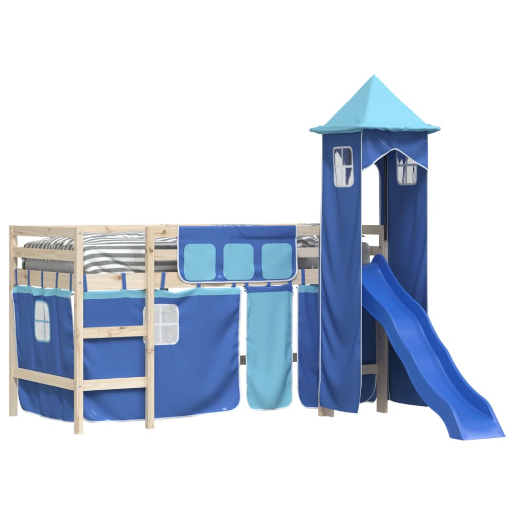 Tende per Letto a Soppalco con Torre Blu in Poliestere