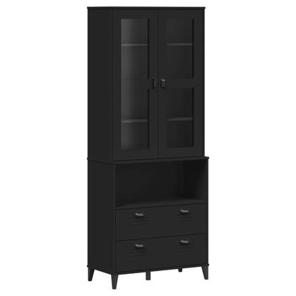 Credenza VIKEN Nera 80x40x200 cm in Legno Massello di Pino