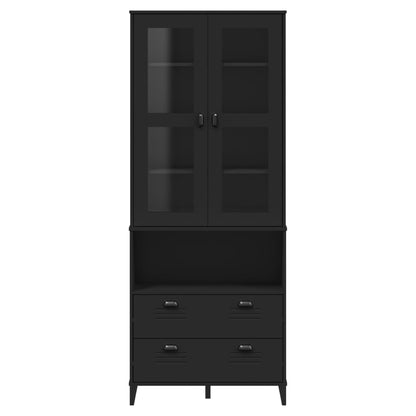Credenza VIKEN Nera 80x40x200 cm in Legno Massello di Pino