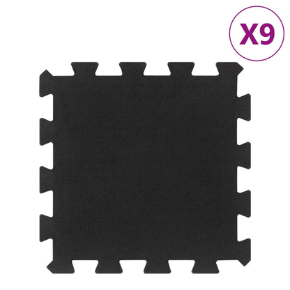 Piastrelle per Pavimenti in Gomma 9 pz Nere 16 mm 30x30 cm