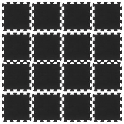 Piastrelle per Pavimenti in Gomma 16 pz Nere 16 mm 30x30 cm