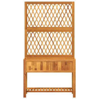 Fioriera con Traliccio e Ripiano 100x32x185 cm Legno Acacia