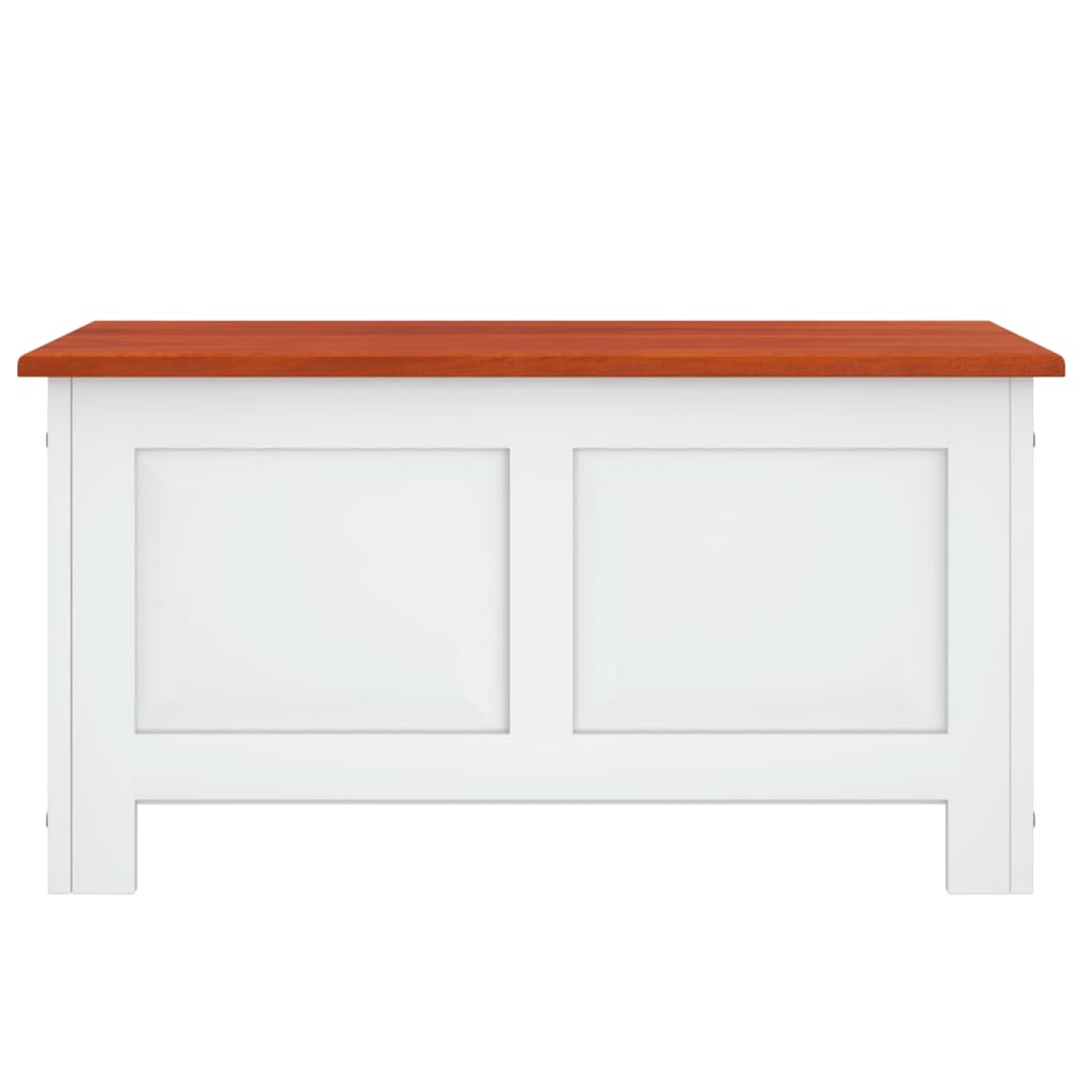 Cassapanca con Coperchio Marrone e Bianco Legno Massello Acacia