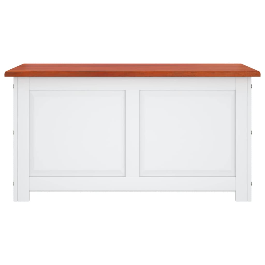 Cassapanca con Coperchio Marrone e Bianco Legno Massello Acacia
