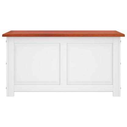 Cassapanca con Coperchio Marrone e Bianco Legno Massello Acacia