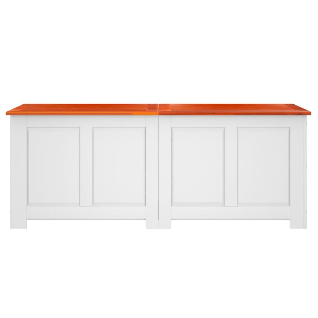 Cassapanca con Coperchio Marrone e Bianco Legno Massello Acacia