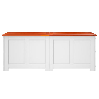 Cassapanca con Coperchio Marrone e Bianco Legno Massello Acacia