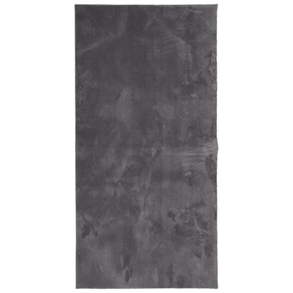 Tappeto Pelo Corto HUARTE Morbido Lavabile Antracite 100x200 cm