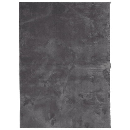 Tappeto Pelo Corto HUARTE Morbido Lavabile Antracite 160x230 cm