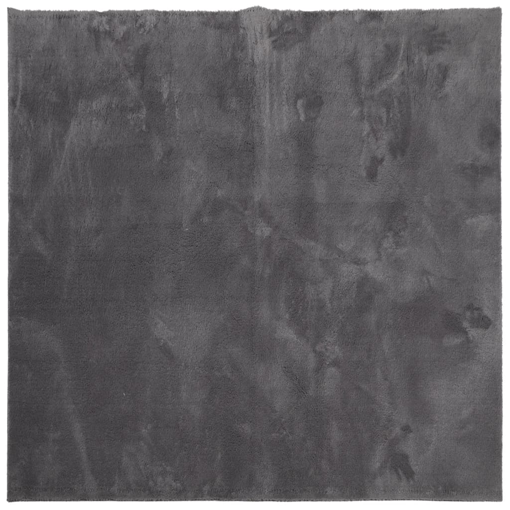 Tappeto Pelo Corto HUARTE Morbido Lavabile Antracite 200x200 cm