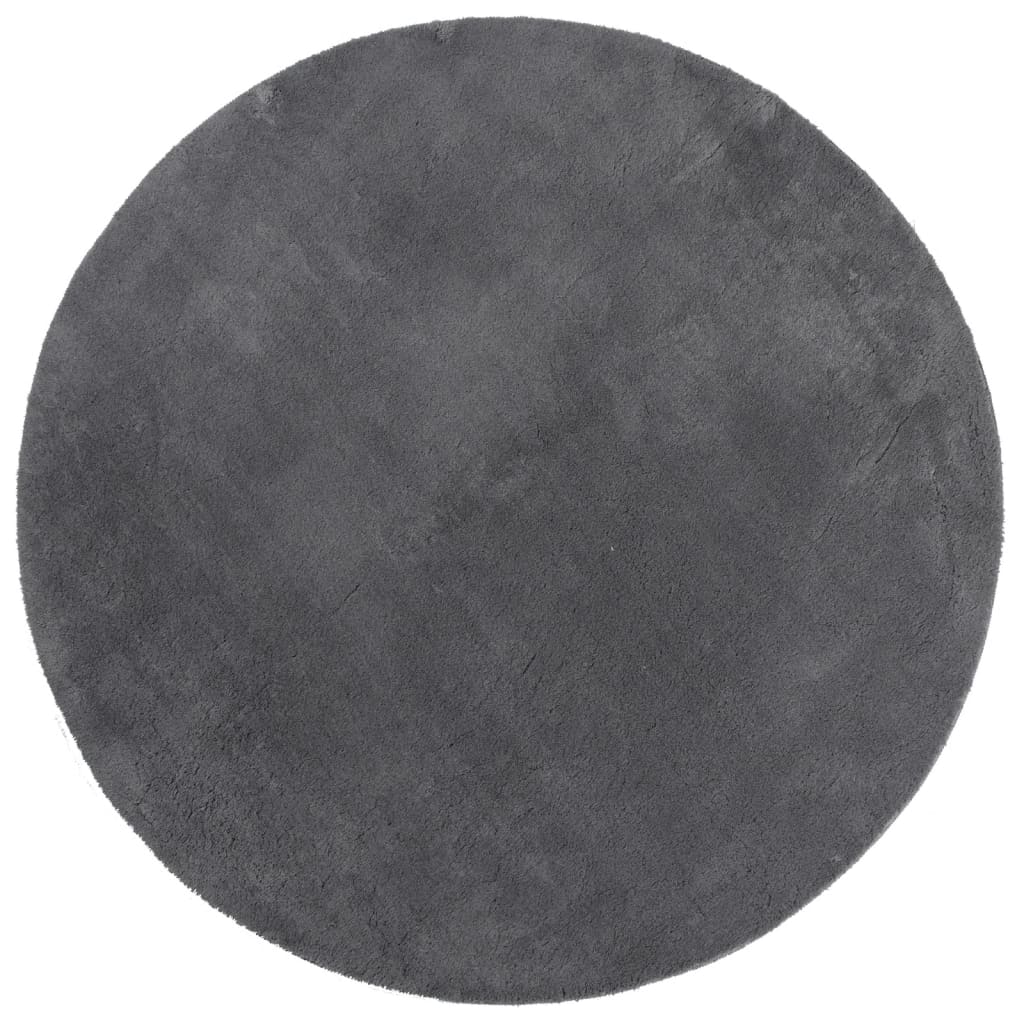 Tappeto a Pelo Corto HUARTE Morbido e Lavabile Antracite Ã˜ 80cm