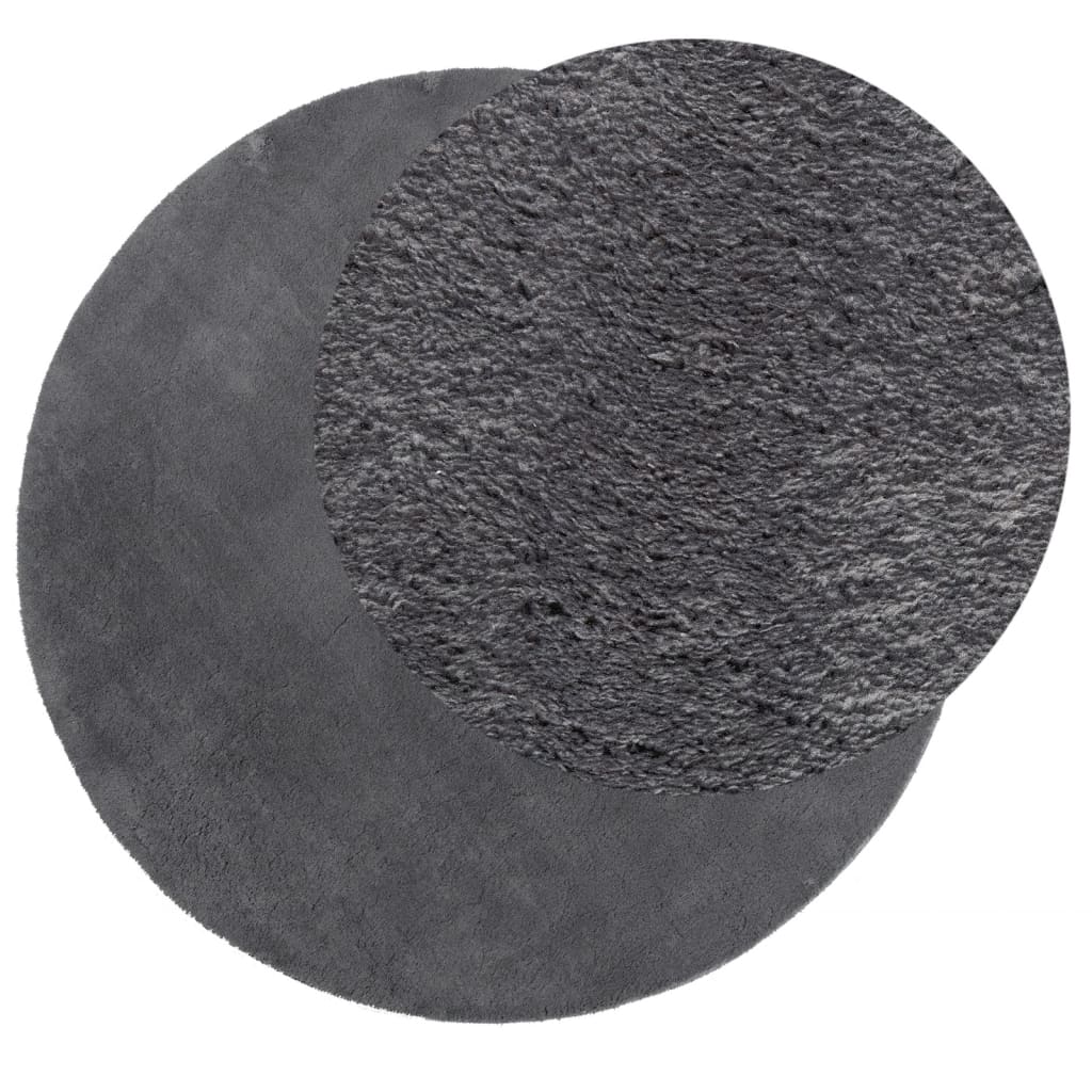 Tappeto a Pelo Corto HUARTE Morbido e Lavabile Antracite Ã˜ 80cm